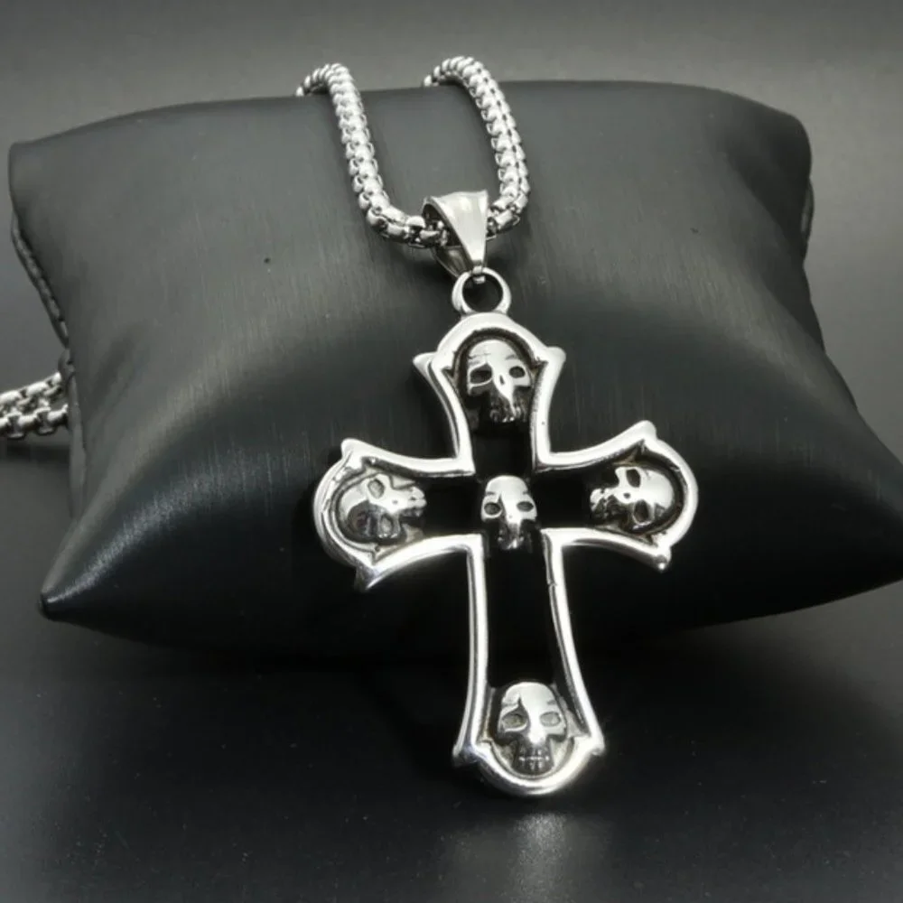 ❤️Jesus Cross Trend Skull pendant Necklace for women/men, N90201P219